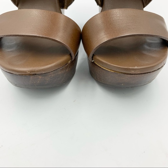 Diane Von Furstenberg Opal Brown Leather Wooden Wedges! size 7M! Worn Only Once! - Picture 6 of 16